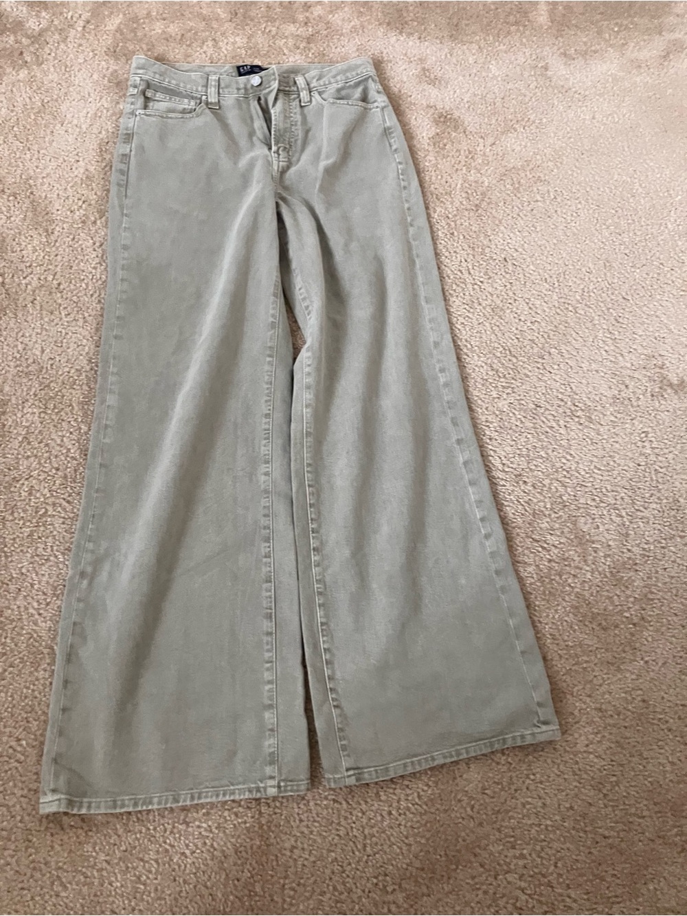Wide Leg Women’s Jeans in Light Sage Green